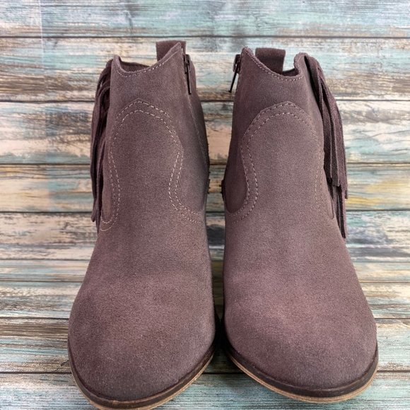 Steve Madden Ohio Womens Ankle Boot Size 8M Gray Suede Fringe Zip Western Bootie - Picture 3 of 13